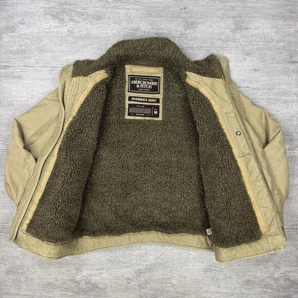 Vintage Abercrombie Fitch Adirondack Jacket Mens Medium Sherpa Canvas Distressed - Picture 5 of 11